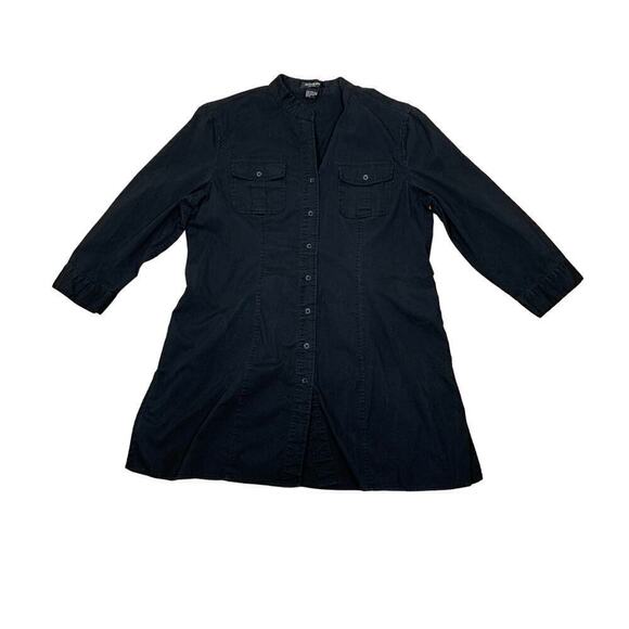 Autograph Black Button Down Long Tunic Top - Size L - Picture 3 of 8